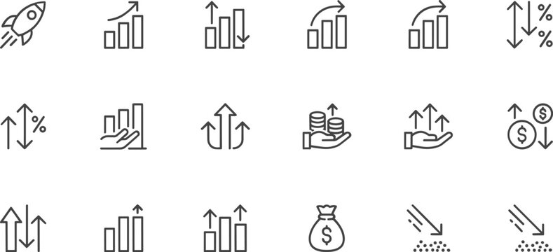 Financial Growth And Investment Icons Representing Profit And Loss finance