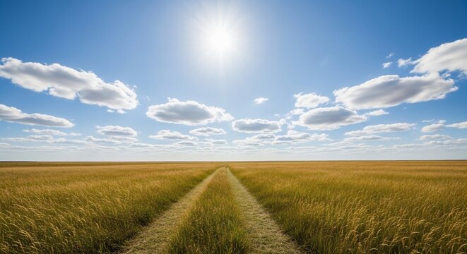 Field path sunny sky