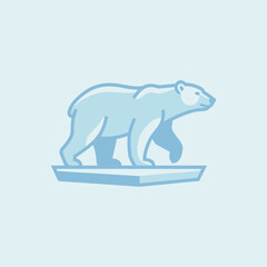 Fototapeta premium A minimalist illustration of a polar bear on an ice floe