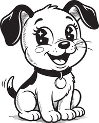 Obraz premium Cute Puppy Line Art Vector Illustration - Cartoon Baby Dog Character Coloring Page