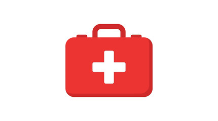 Red first aid kit with white cross vector. © maksuda Stock