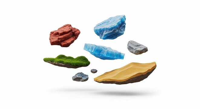 Floating stone collection isolated