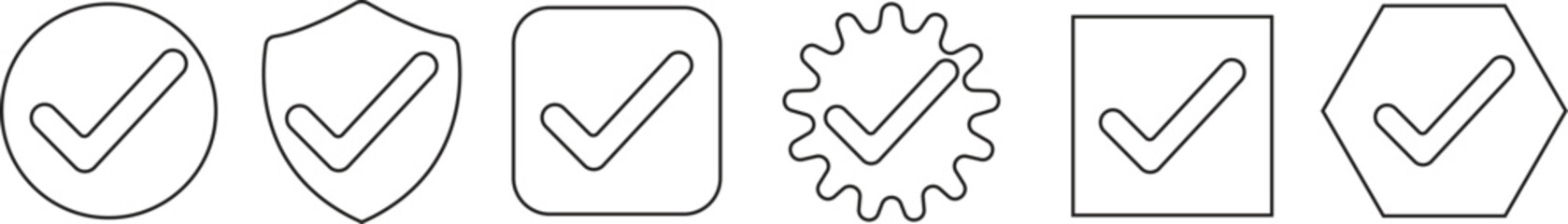 Modern Check Mark and Approval Symbols Icons Set Black Filled Tick, Verified and Confirmation Vector Pack Clean Success, Validation and Accepted Sign Silhouette Collection © Kamran