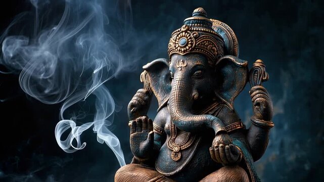 Ganesha statue on dark background
