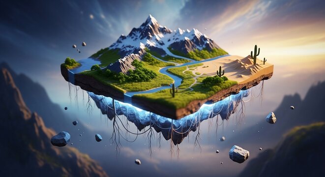 Floating island mountain landscape