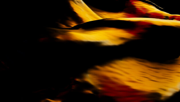 Abstract black and orange wave-like patterns with a fluid, dynamic feel.