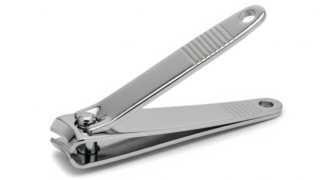 Stainless steel nail clipper tool for personal grooming and hygiene.