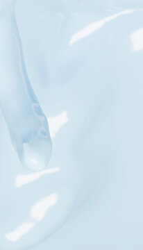 A close-up view of smooth flowing blue liquid with soft highlights and gentle curves.