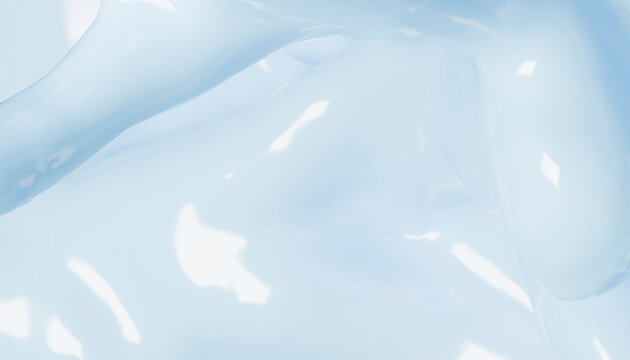 Smooth and glossy light blue abstract wavy texture with reflective surface.