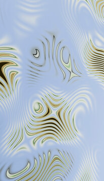 Abstract wavy patterns in blue and gold create a fluid, hypnotic design.