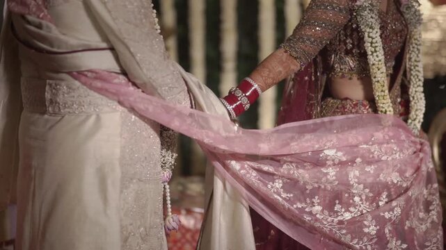 Indian Wedding Rituals with Bride and Groom Performing Sacred Traditions, Pheras, Mandap Ceremony, and Cultural Marriage Customs