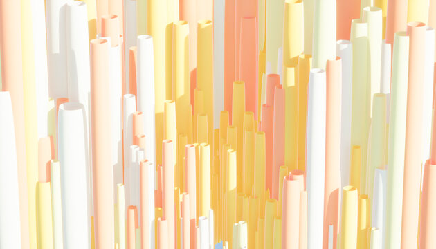 Colorful abstract vertical columns of varying heights in pastel shades.