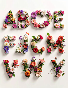 Floral alphabet letters arrangement