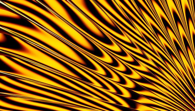Vibrant abstract pattern with bold orange and black swirling lines.
