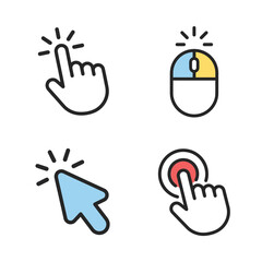 Fototapeta premium A set of colorful computer mouse and hand cursor icons