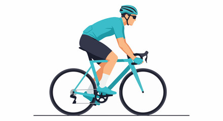 Fototapeta premium A person in blue attire riding a teal bicycle