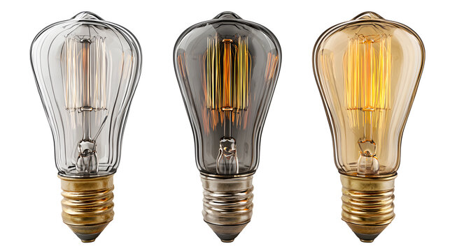 Retro edison light bulb, antique style filament lamp for retro design and decoration, white background