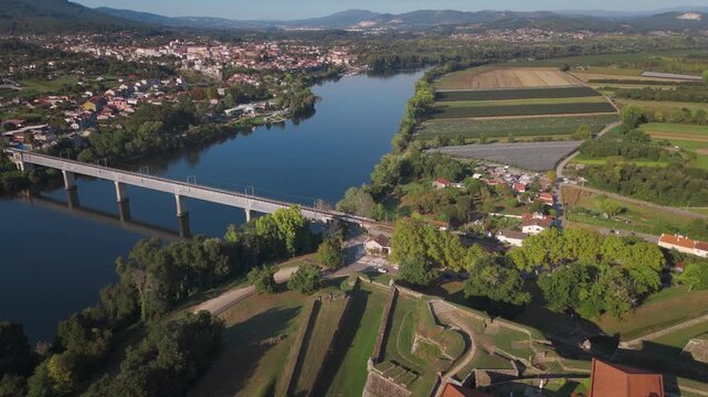 Drone da ponte rodoferrovi&aacute;ria Valen&ccedil;a Tui Portugal Espanha