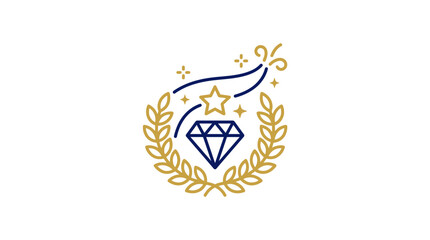 Obraz premium Diamond award emblem with golden laurel wreath frame.