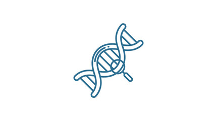 Fototapeta premium Double helix DNA strand with magnifying glass icon.