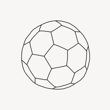 Simple black and white line drawing of a soccer ball on a plain background.