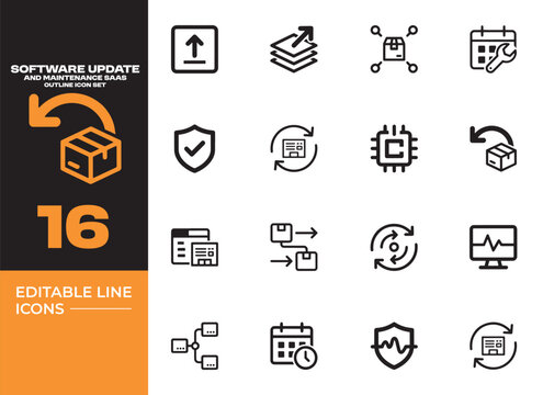 Software Update Maintenance Version Management SaaS Icon Collection
