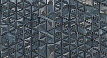 Obraz premium Geometric metal pattern with triangular facets and sharp edges during studio lighting for abstract backgrounds