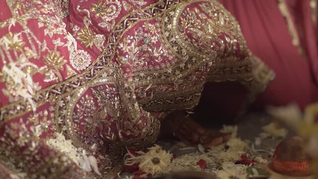 Indian Wedding Rituals with Bride and Groom Performing Sacred Traditions, Pheras, Mandap Ceremony, and Cultural Marriage Customs
