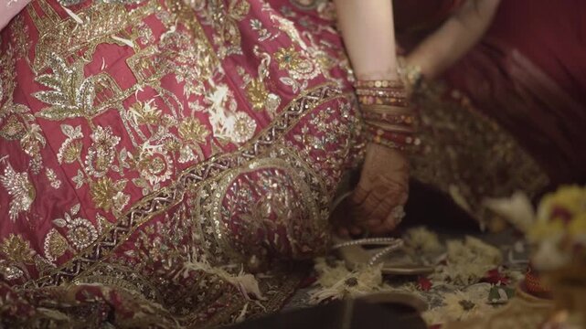 Indian Wedding Rituals with Bride and Groom Performing Sacred Traditions, Pheras, Mandap Ceremony, and Cultural Marriage Customs