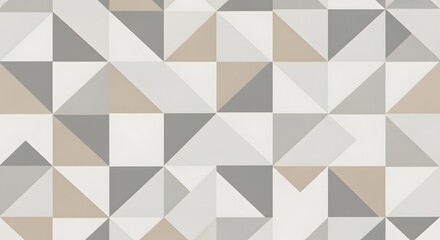 Obraz premium Geometric pattern with triangles and squares in beige gray and white tones neutral background