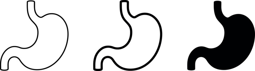 Fototapeta premium Stomach icons set in outline and solid styles