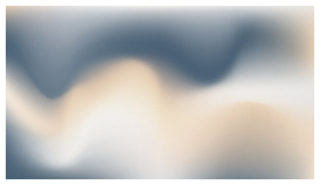 Abstract Soft Neutral Beige and Slate Blue Gradient Wave Background with Grainy Texture
