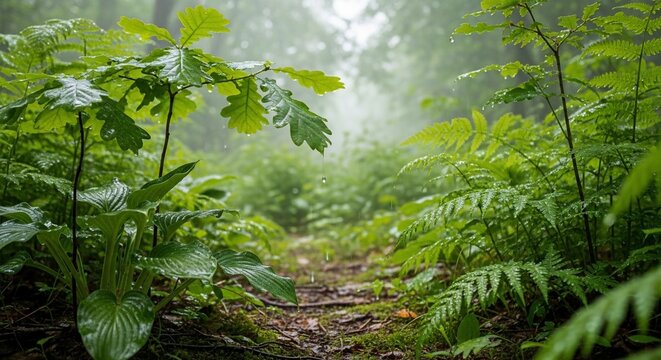 Forest path plants
