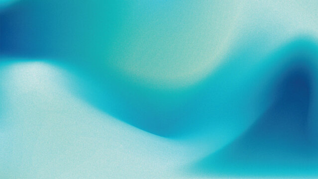 Abstract Vibrant Teal and Cyan Gradient Liquid Wave Background with Grainy Texture