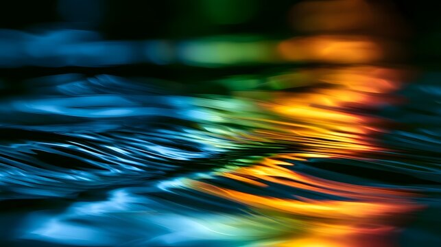 A vibrant and dynamic abstract background featuring shimmering colorful ripples of light creating a fluid flowing surface effect