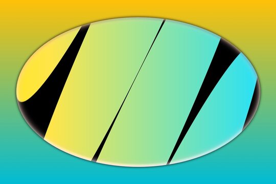 Abstract geometric background with oval frame and colorful gradient stripes.