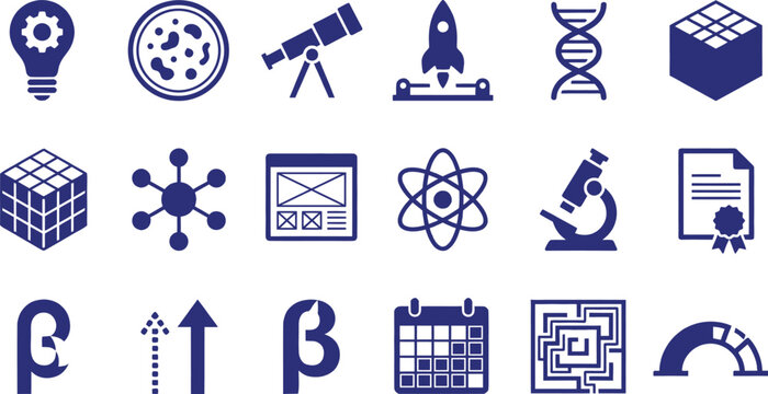 Science and technology icons vector set . telescope,education, astronomy,