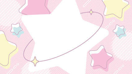 Naklejka premium ピンクの星形余白とカラフルな星々