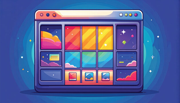 Colorful computer browser window screen.