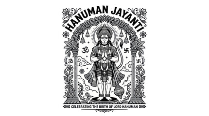 Obraz premium Lord hanuman standing in prayer for hanuman jayanti festival