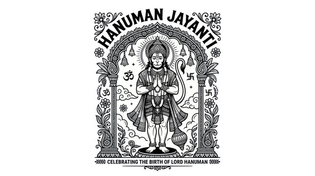 Lord hanuman standing in prayer for hanuman jayanti festival