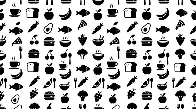 Seamless Food Icons Pattern