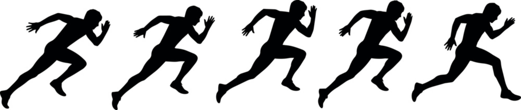 Dynamic silhouettes of a runner captured in various stages of motion