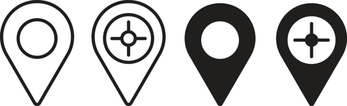 Map Location Pin and Target Marker Icons Set