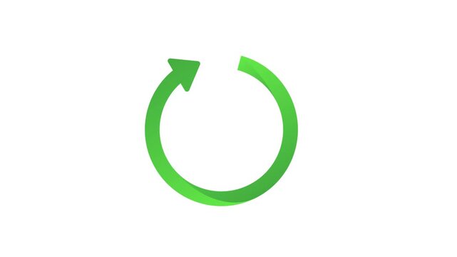 Circular Arrow Icon: A simple green circular arrow symbolizing a refresh, reload, or circular process on a clean background.