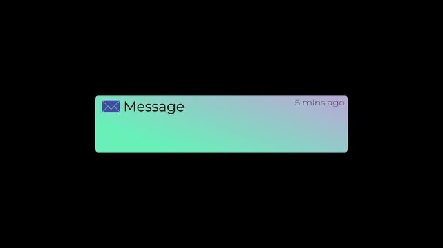 message notification card animation with timestamp mobile app ui.