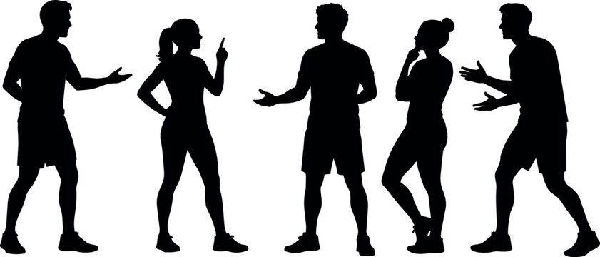 Diverse group of people in silhouette engaging in active discussion and debate
