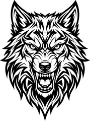 Fototapeta premium Angry wolf head illustration