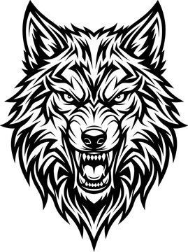 Angry wolf head illustration