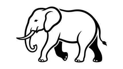 Fototapeta premium African elephant with tusks walking in side profile line art